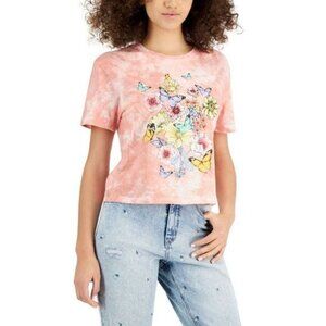 AI-2749 Rebellious One Juniors' Butterflies & Flowers Graphic T-Shirt Pink S
